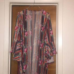 Floral serape kimono